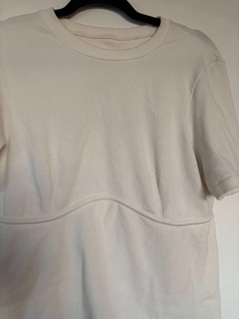 Cream Short Sleeve Ribbed Tee - Picture 2 of 3